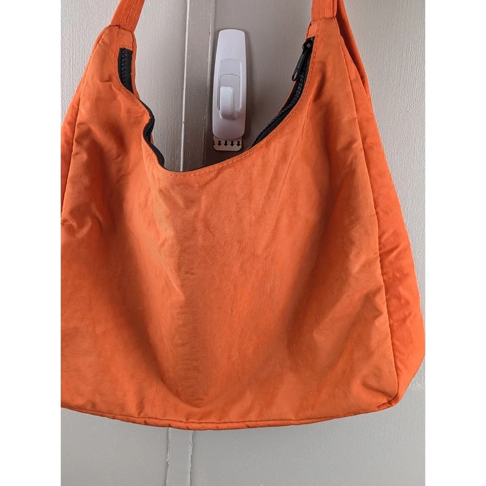 Fastfairy Orange Nylon Crescent Shoulder Bag Adjustable Strap Slouchy Hobo